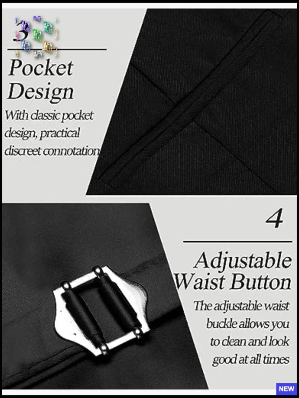 Slim Fit Business Formal Vest Classic Elegant Adjustable Back Buckle